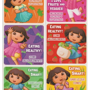 25 Dora the Explorer Fruits and Veggies Stickers, 2.5&quot; x 2.5&quot; Each