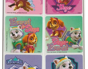 25 (Licensed) Paw Patrol Everest and Skye Girl Pups Stickers, 2.5" x 2.5"