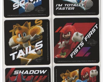 25 (Licensed) Sonic The Hedgehog 3 Stickers, 2.5" x 2.5"