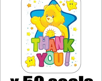CARE BEARS Rainbow THANK YOU NOTES ~ Birthday Party Supplies Stationery Card 8 