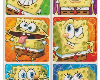 25 (Licensed) SpongeBob Faces Stickers, 2.5" x 2.5"