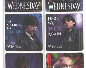 25 (Licensed) Wednesday Addams Family Stickers, 2.5" x 2.5" Each