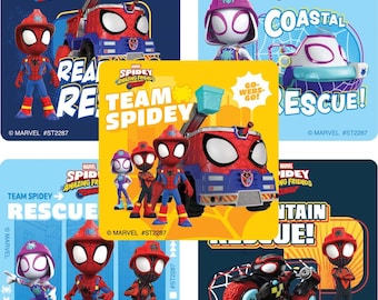 25 pegatinas de Spidey y sus increíbles amigos: Telarañas de rescate, 6,35 cm x 6,35 cm cada una.