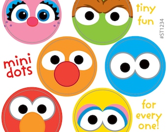 150 (Licensed) Sesame Street Mini Stickers, 7/8" Round Each