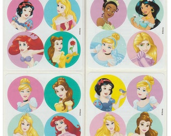 80 (met licentie) Disney Princess-ministickers, elk rond 1,2 inch