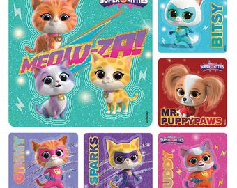 25 (gelicentieerde) Superkitties-stickers, 2,5 x 2,5 inch, feestartikelen