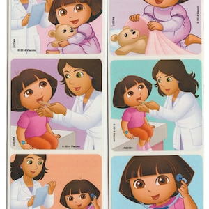 25 (Licensed) Dora Visits The Doctor Stickers, 2.5" x 2.5"