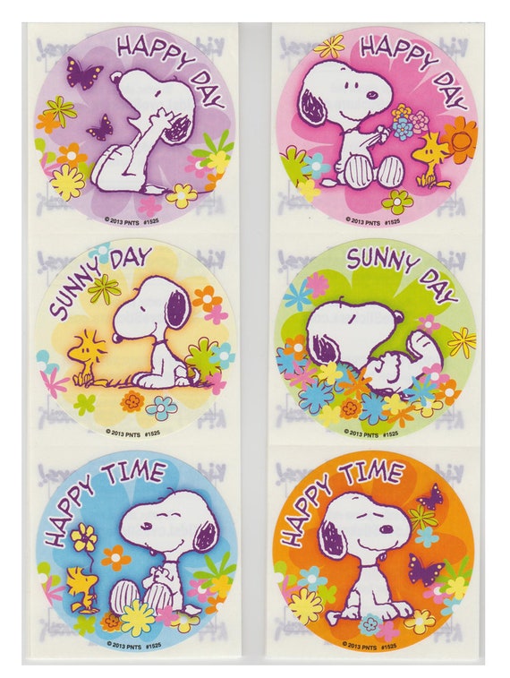 Tenen Berg kleding op kever 25 Snoopy peanuts Happy Sunny Stickers 2.5 X | Etsy