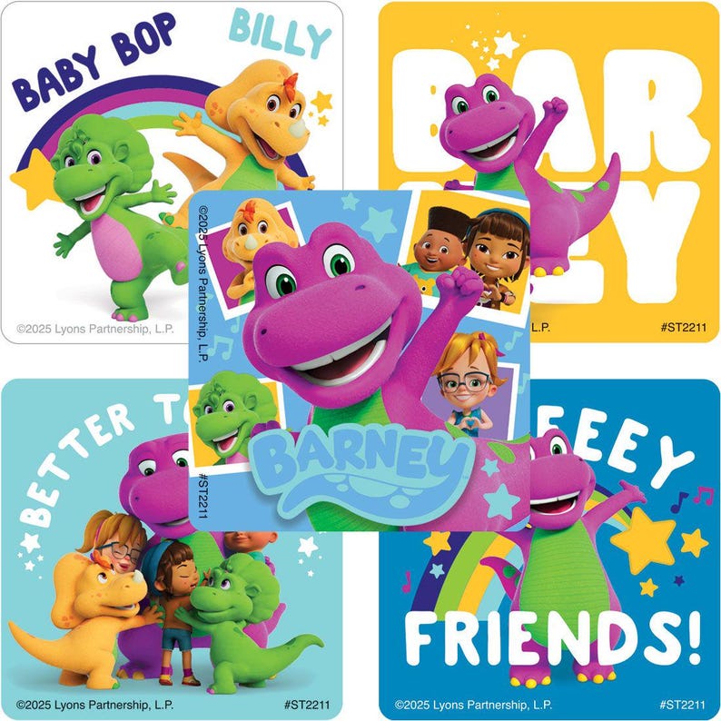 25 (licensed) Barney's World Stickers, 2.5