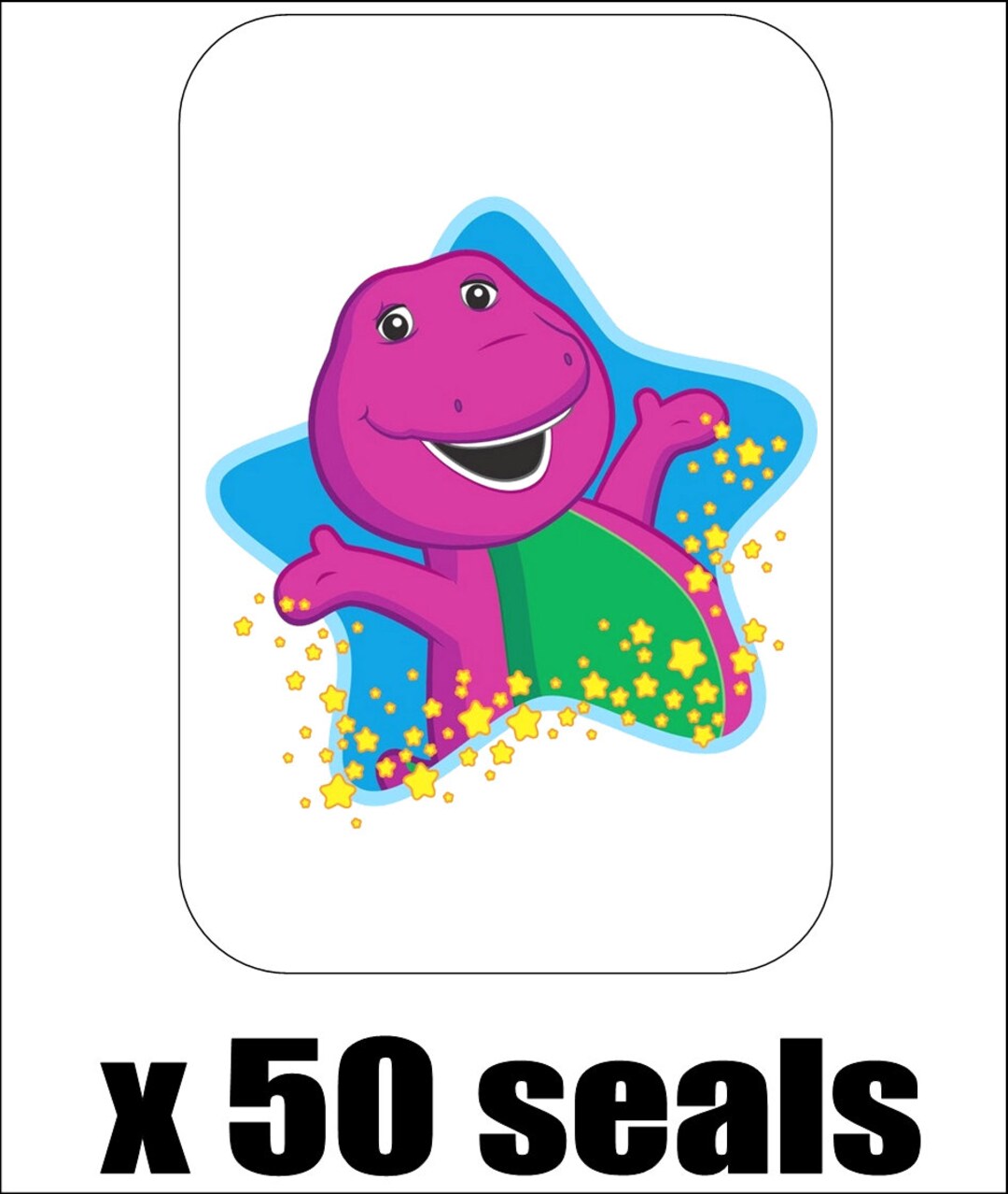 50 Barney Envelope Seals / Labels / Stickers 1 by - Etsy