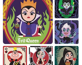 25 (Licensed) Disney Villains Stickers, 2.5" x 2.5" Each