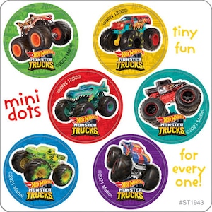 150 hot wheels monster trucks mini stickers 7 8 round etsy