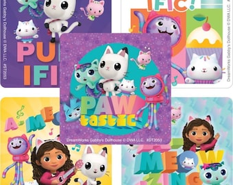 25 pegatinas (con licencia) de la casa de muñecas de Gabby, 2,5" x 2,5" cada una