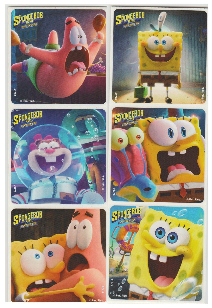 25 (Licensed) SpongeBob On The Run Movie Stickers, 2.5" x 2.5" Each