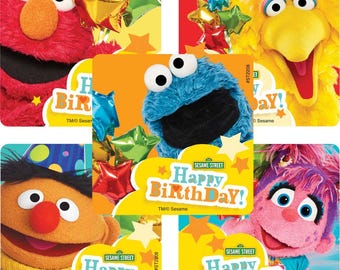 25 (Licensed) Sesame Street Birthday Celebration Stickers, 2.5" x 2.5" Each