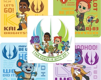25 (Licensed) Star Wars Young Jedi Stickers, 2.5" x 2.5"