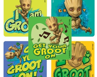 25 (Licensed) Baby Groot Guardians of the Galaxy Stickers, 2.5" x 2.5"