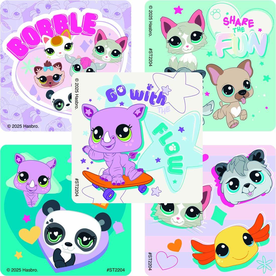 Lot De 5 Planches Autocollants Publicitaires Littlest Pet Shop - Pepshop - Occasion