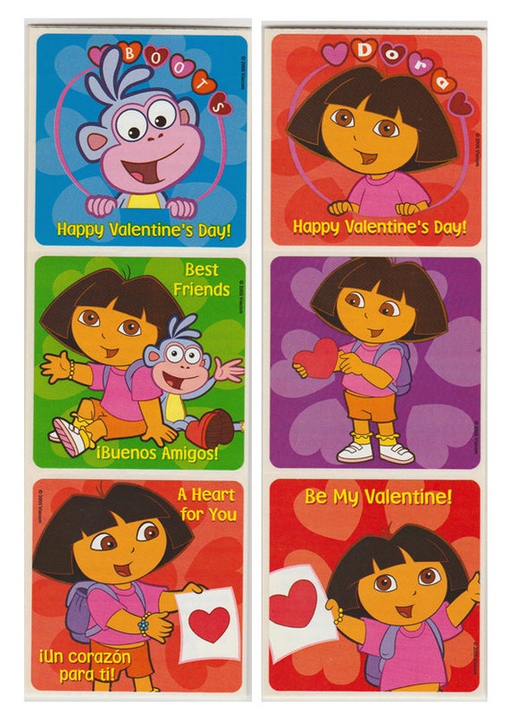 25 Dora the Explorer Valentine / Valentine's Day Stickers Etsy