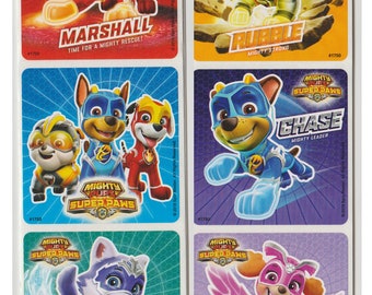 25 (Licensed) Paw Patrol Mighty Pups Stickers, 2.5" x 2.5"