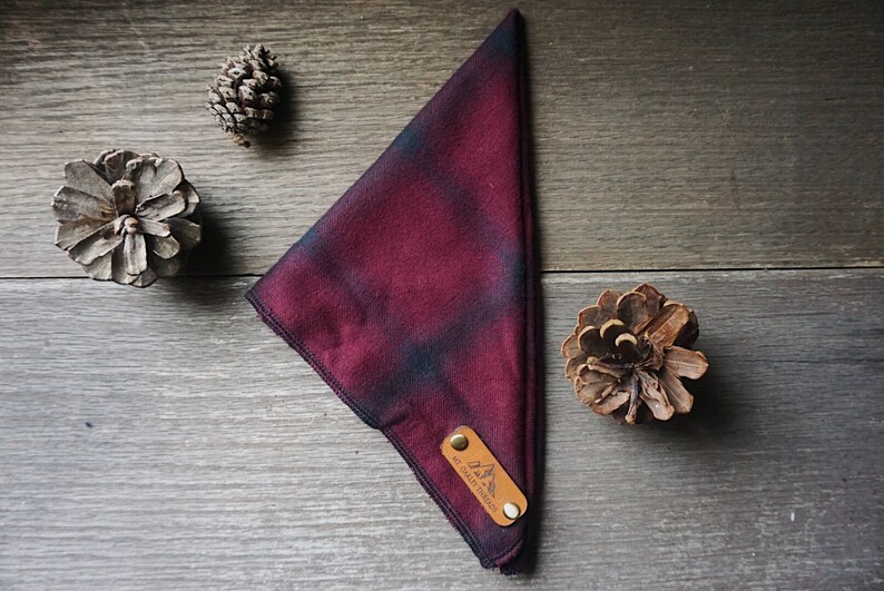 Flannel Pearl Snap Dog Bandana Yosemite Trio Flannel Bandana Plaid Fabric Pearl Snap Bandana Dog Bandana