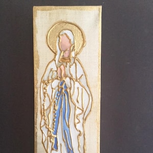 4 x 12 Mixed Media Painting of Our Lady of Lourdes