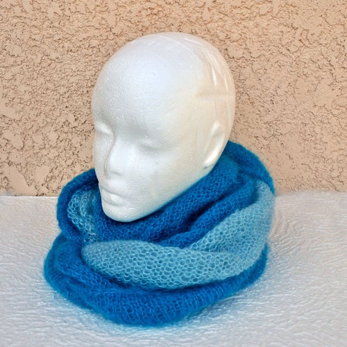 Infinity Scarf hand knitted in order soft, luxurious hand dyed mohair yarn