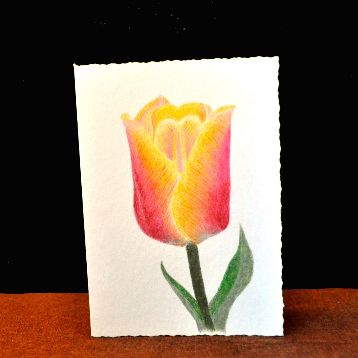 Hand Painted Tulip Greeting Card Etsy