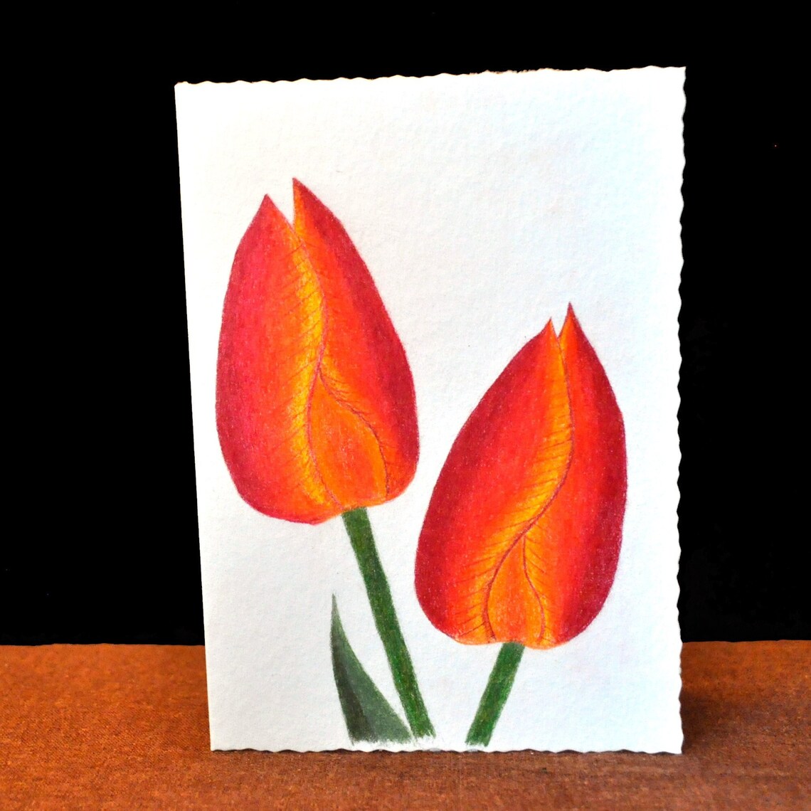 Hand Painted Tulip Greeting Card Etsy