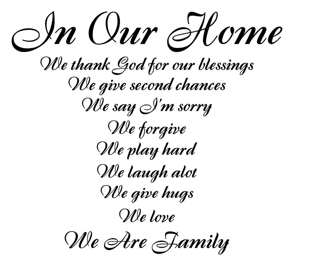 Our Home Wall Saying/ Family Rules Wall Art/vinyl Wall Decal/home Wall