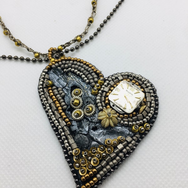Laraine Beaded Heart Necklace Tutorial 24" or 26" Chain