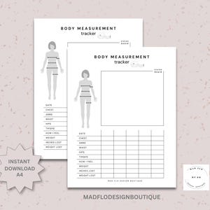 Body Measurement Tracker, Body Size Chart, Weight Loss Tracker Printable,Fitness Progress Log, Weight Loss Printable