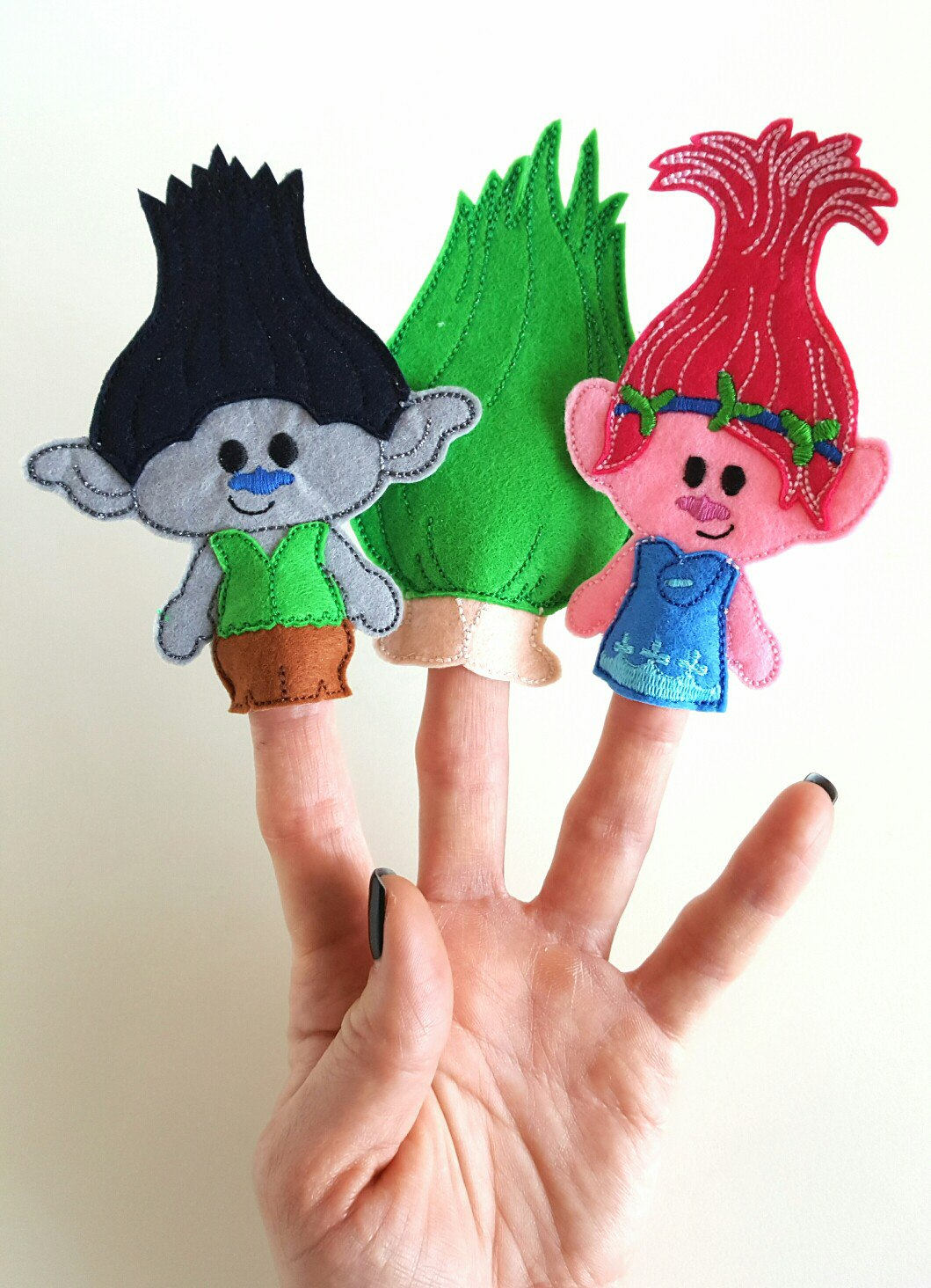 Trolls Inspired Puppets Theater Felt Trolls Finger Puppets Etsy