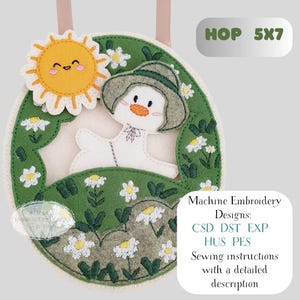 ITH Gans Handtasche Stickdatei, Design & Play Anleitung PDF, Filz Vogel Geldbörse Muster für Kinder, 13x18 Hoop Spielzeug Datei