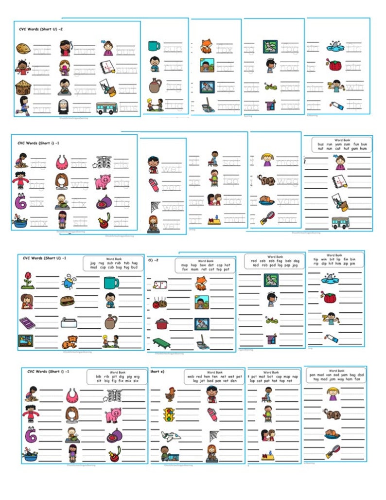 Dryerase Pocket Worksheets CVC Words Etsy