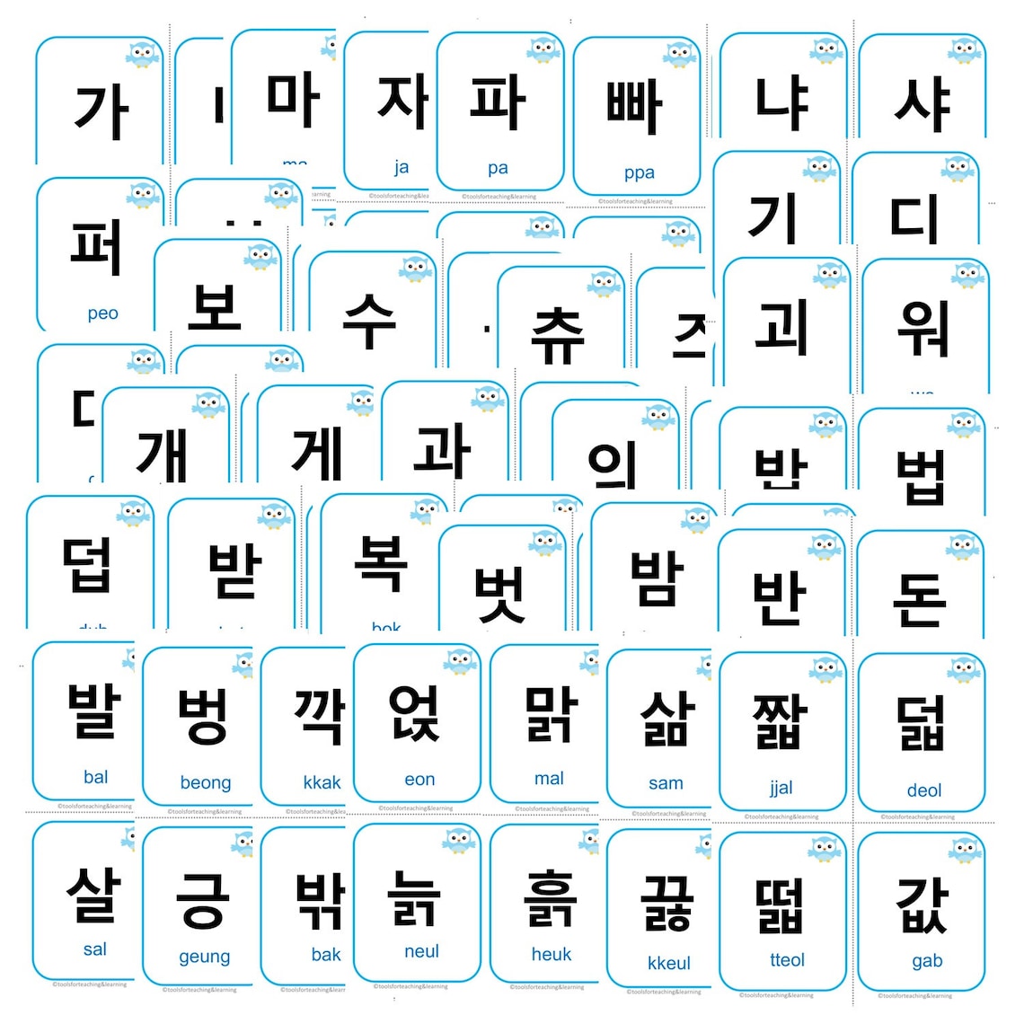 Korean Alphabet & Syllables Flashcards Etsy Finland