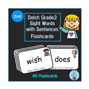 Dolch Grade 2 Sight Words With Sentences Flashcards