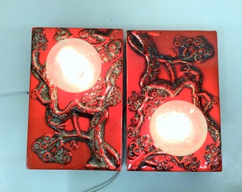 2 ceramic and glass wall lamps 60s 70s Design Space Age