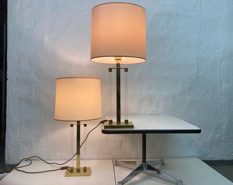 2 large table lamp brass acrylic 60s 70s Hollywood Regency