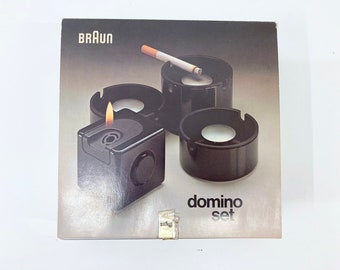 Braun domino set lighter + 3 ashtrays original box design Dieter Rams