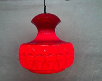 Red glass lamp from the 70s Peill & Putzler