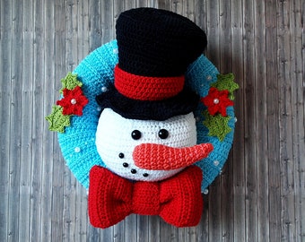 Crochet instructions door wreath snowman - PDF file in German