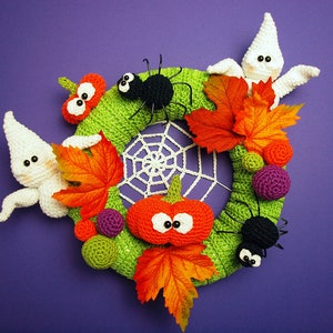 Crochet pattern Halloween door wreath - PDF file in German