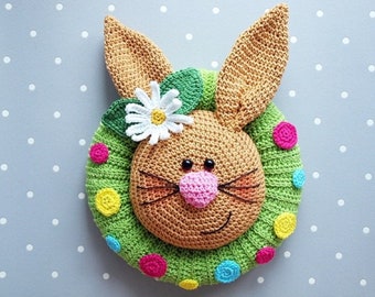 Crochet instructions for door wreath Easter bunny - PDF file in German