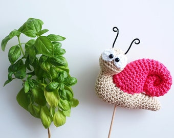 Crochet pattern flower plug snail - PDF file in German