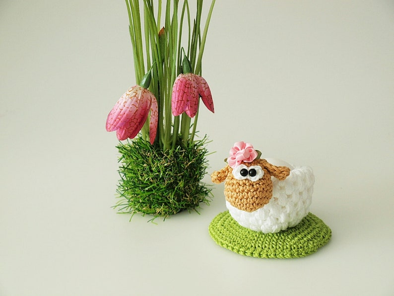 Crochet pattern egg cup sheep PDF file German image 2