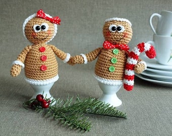 Crochet pattern egg warmer gingerbread man - PDF file German