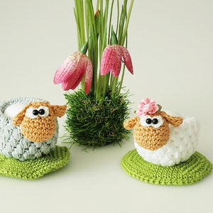 Crochet pattern egg cup sheep PDF file German image 3