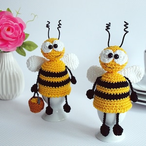 Crochet pattern egg warmer bees - PDF file in German