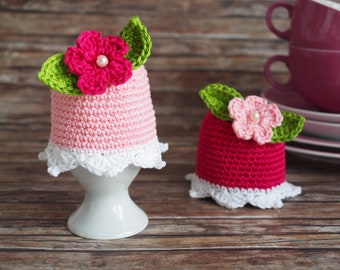 Crochet pattern egg warmer flower - PDF file in German